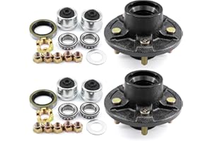 Torkettle 2 Sets Boat Trailer Wheel Hubs 5 Lug 4.5 Assembly Bearing kit for 3500LB 1 1/16 to 1 3/8 in Spindle Axles with Dust Cap and Rubber Plug