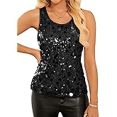 GRACE KARIN Women's Sequin Top Sleeveless Sparkly Dressy Tank Tops Vest Glitter Cocktail Party Shiny Club Night