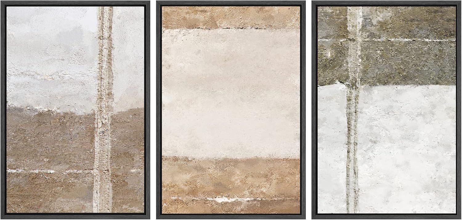 Wall Décor - SIGNWIN Framed Canvas Print Wall Art Set Grunge Gray Brown Pastel Landscape Abstract Shapes Illustrations Modern Art Geometric Zen Mid-Century for Living Room, Bedroom, Office - 16