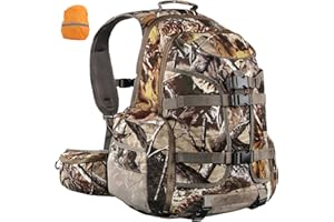 ShedOFF 25L Hunting Backpack with Waterproof Rain Cover, Large Capacity Day Pack with Holder, Men/Women Deer Hunting Gear Hunting Accessories (Camo Pine-Cones)