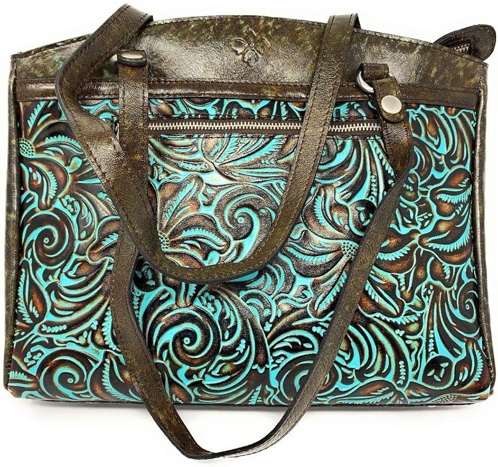 PATRICIA NASH WOMEN'S TOOLED TURQUOISE COLLECTION POPPY LEATHER TOTE