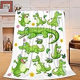 Alligator Blanket Super Soft Warm Crocodile Fleece Throw Blanket Cozy Fluffy Cartoon Alligators Animal Lightweight Flannel Gifts Blankets for Kids Adults 50"X40"