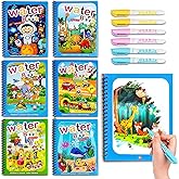 Water Coloring Books for Toddlers, Reusable Water Doodle Book Toys, Mess-Free Coloring Book, Toddler Toys & Activities for Girls Boy Easter Birthday Gift for 1 2 3 4 5 + Year Old (6 Pack)