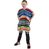 GiftExpress Kids Mexican Poncho Costume, Traditional Serape Outfit for Cinco de Mayo, Fiesta Party Theme, Halloween Costume