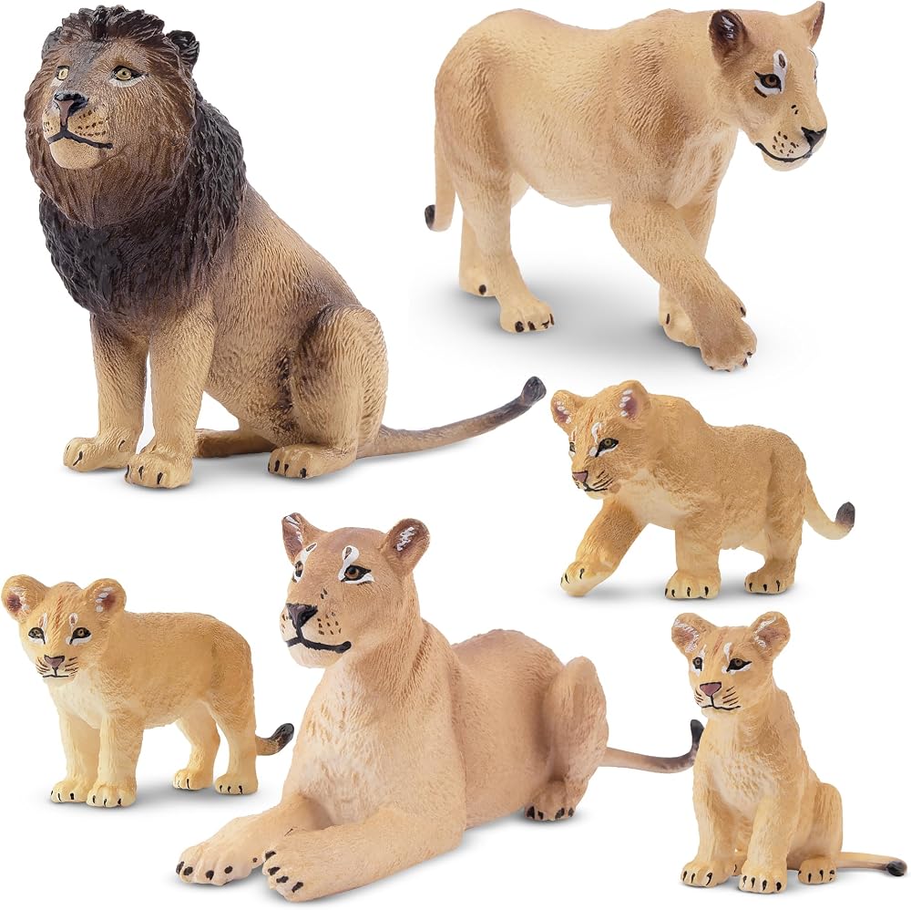 toymany 6Pcs Realistic Lion Figures Lion Cubs Educational Toy Set