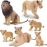 toymany 6Pcs Realistic Lion Figures Lion Cubs Educational Toy Set