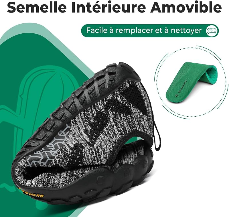 Femme Homme Barefoot Shoes Chaussures Minimaliste Barefoot Chaussures Pieds Nus Antidérapantes pour Gym Training Fitness Randonnée Noir fumé,GR.42