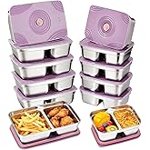 GIUOIDUO 12-Piece Stainless Steel Snack Containers Reusable, Grab and Go 2 Compartment Food Storage Containers with Leakproof Lids for Travel and Outdoor Camping School Lunch Prep Dishwasher Safe