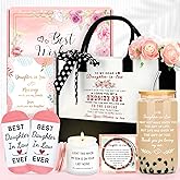 Saineron Daughter in Law Gifts from Mother in Law Future Daughter-in-Law Birthday Gifts Thoughtful Wedding Day, Anniversary, Happy Birthday Gift Includes Canvas Tote Bag, 16oz Glass Cup
