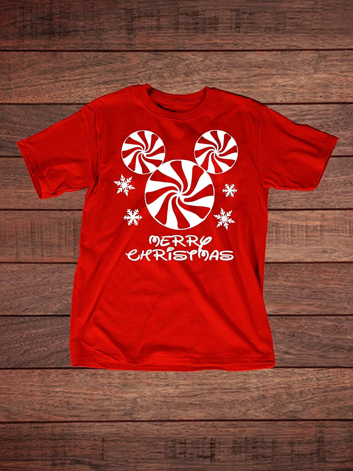 Peppermint Mickey Christmas Unisex Red TShirt Handmade
