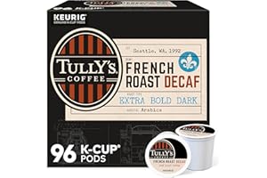 Tully's Coffee French Roast Decaf, Keurig Single-Serve K-Cup Pods, Dark Roast, 96 Count