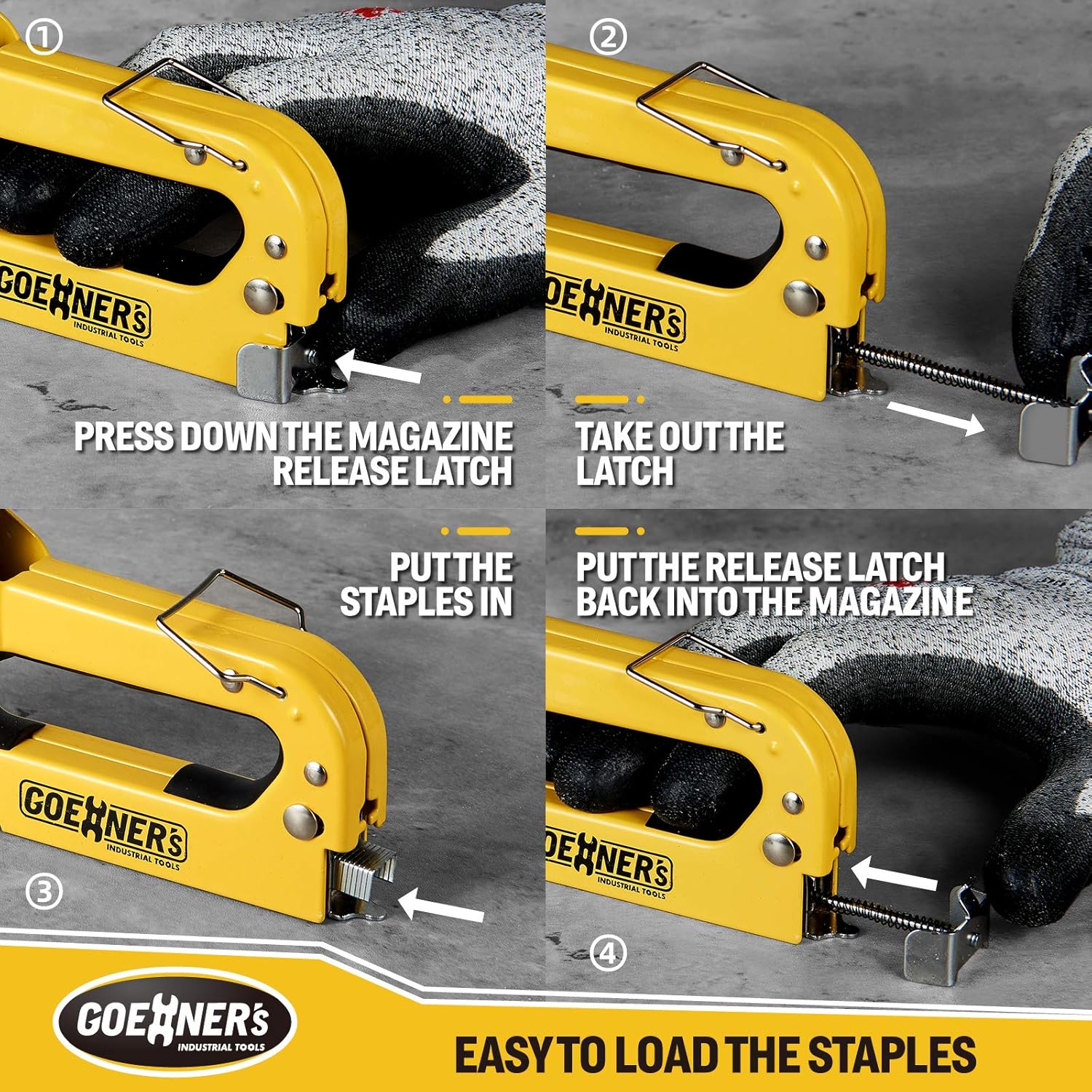 GOEHNER’s Staple Gun with Staples, Heavy Duty Stapler 3 in 1 with 3000 Staples for Upholstery, Wood, DIY Fixing (Staple Gun + 3000PCS Staples + Remover) : Office Products