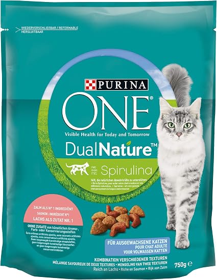 One Dual Nature Fur Ausgewachsene Katzen Lachs Mit Spirulina