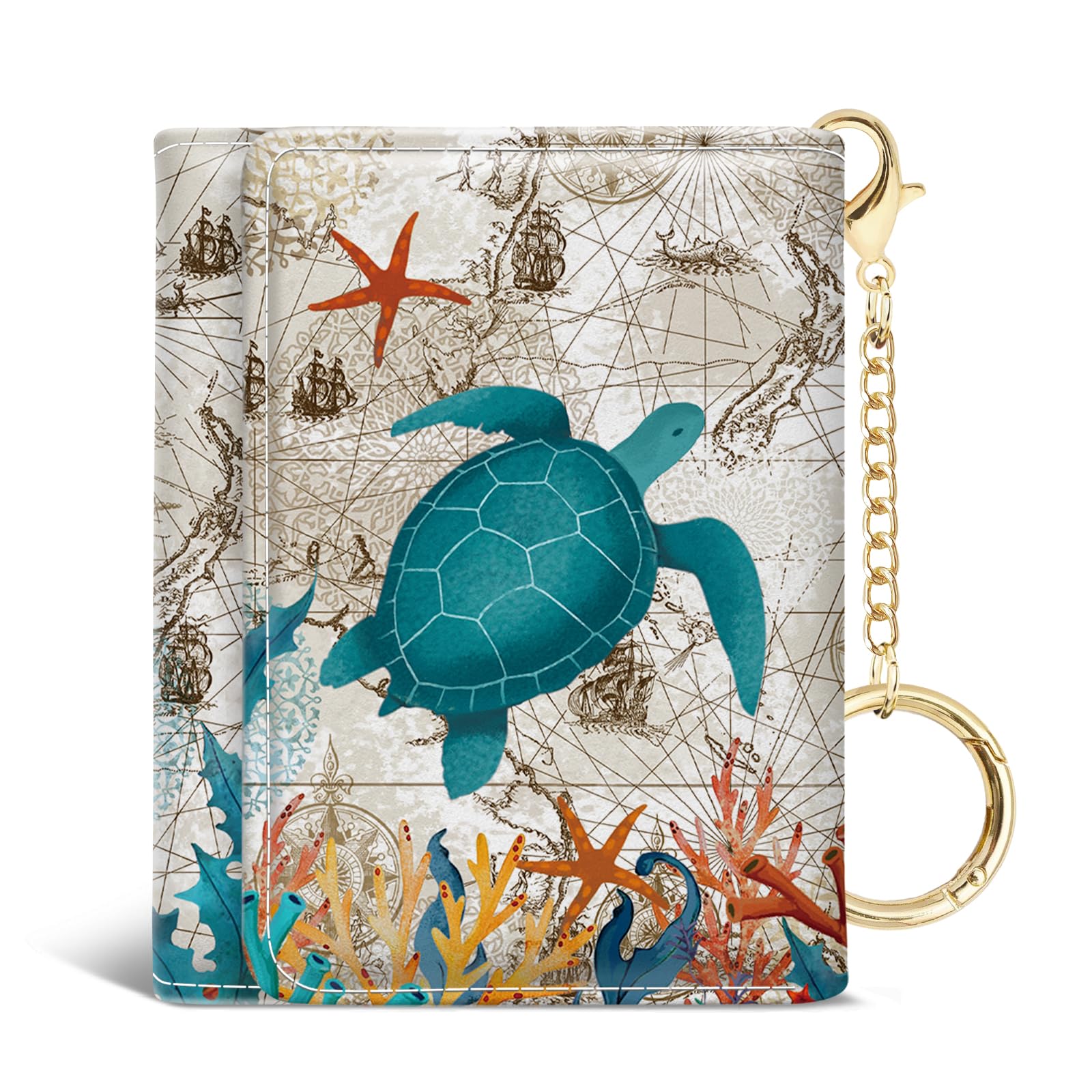 Photo 1 of Jogjam Womens Wallet, Sea Turtle Small Slim RFID Blocking Card Wallets, Cute Trifold PU Leather Card Holder Wallet Organizer, Mini Pocket Cash Wallet with 7 Card Slots ID Window for Girls Ladies