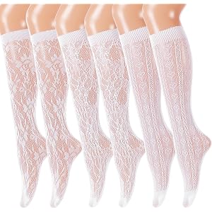 Matwsec Women's Fishnet Knee High Socks, 3 Pairs Lace Stockings | Breathable Mesh Calf Socks for Women, Stylish Fishnet Desig