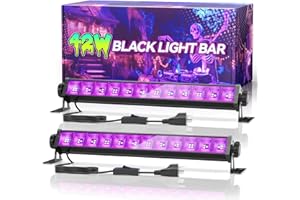 LINSTAINE 2 Pack 42W LED Black Light Bar, Blacklight with 6FT Cord+Switch+Plug, Glow in The Dark Black Lights Party Supplies for Halloween Decorations, Fluorescent Poster, Body Paint, Classroom, Bedroom