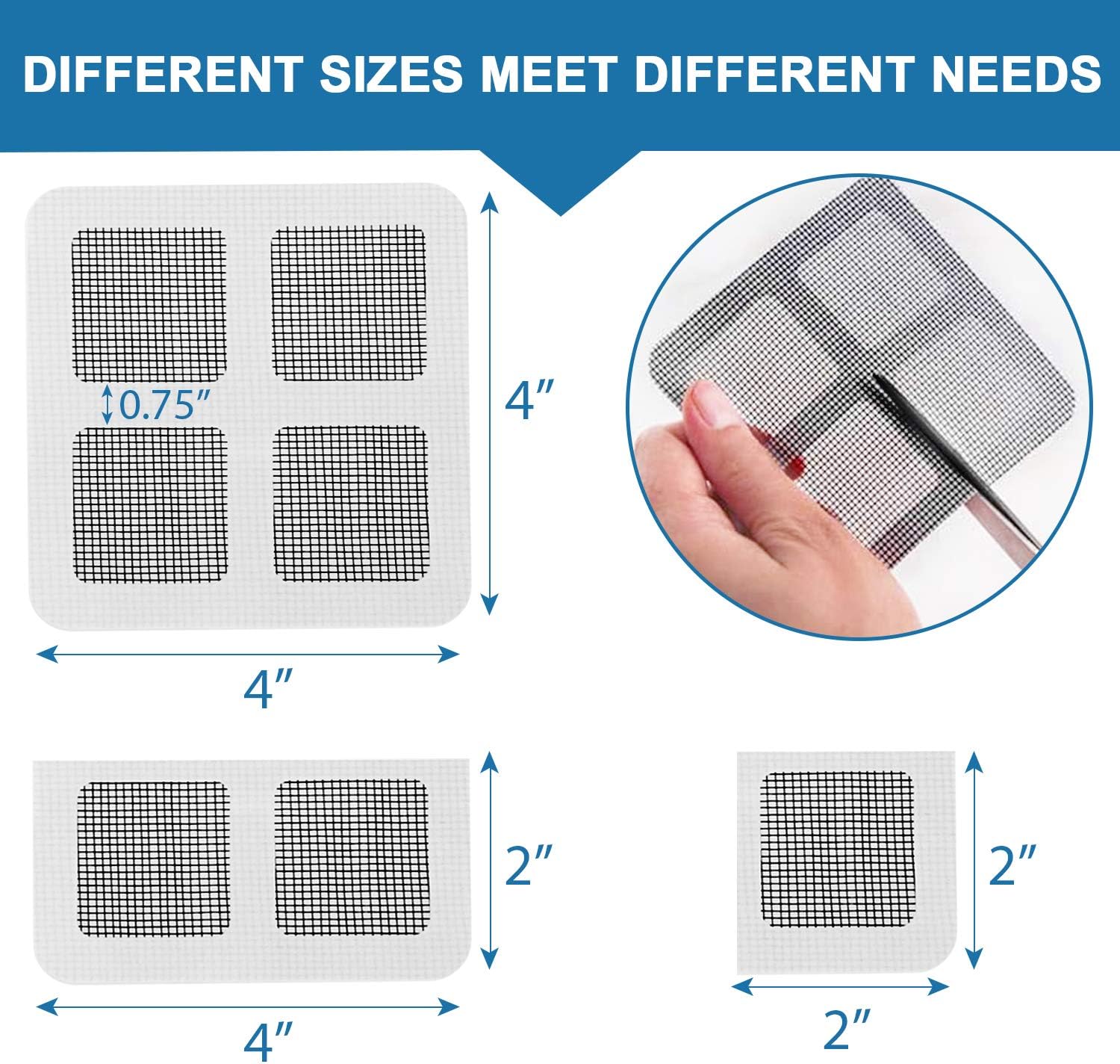 Window and Door Screen Repair Kit,Fiberglass Screen Repair Patches 4 x