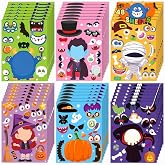 48 Pcs Halloween Stickers for Kids, Halloween DIY Crafts Party Favors | Make Your Own DIY Stickers, Trick or Treat Goodie Bag Stuffers Toys Gifts for Halloween Decoration Classroom Prize(6 Designs)
