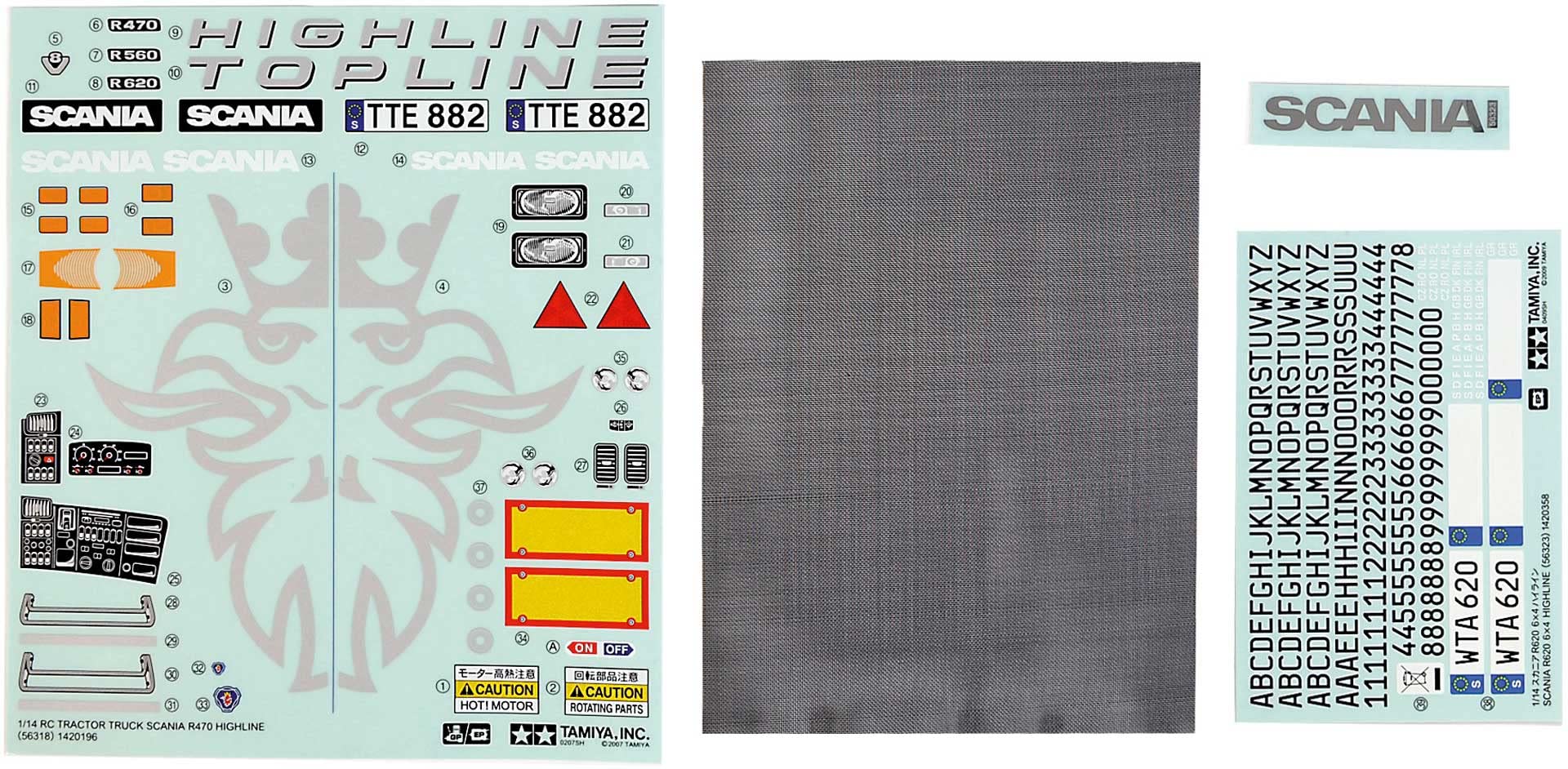 Tamiya 309495581 - sticker bag Scania, R620, 6 x 4 high.line