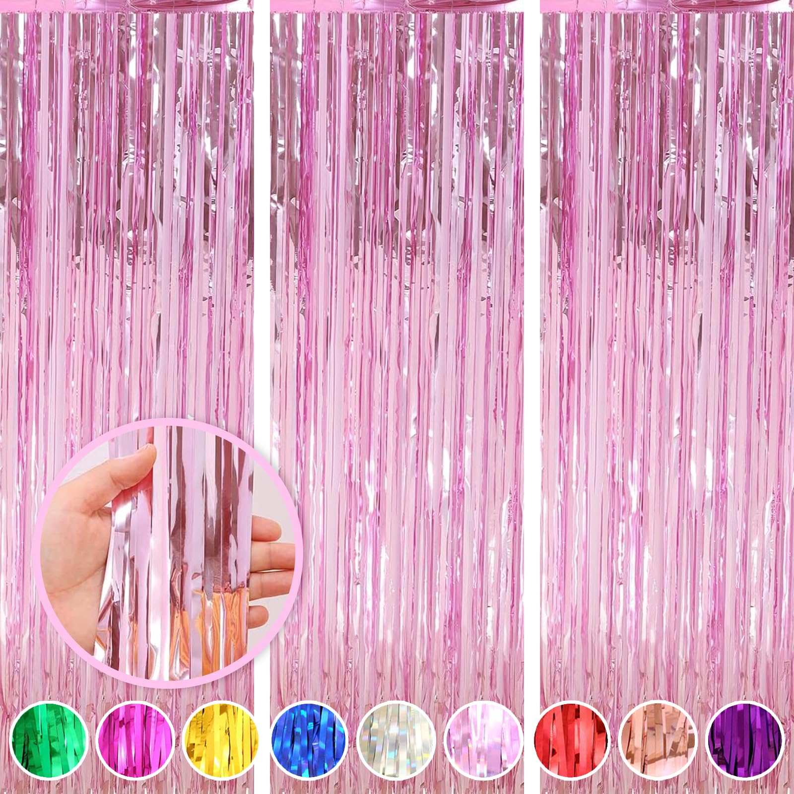 Pink Party Decorations, 3 Pack 3.2ft x 8.2ft Pink