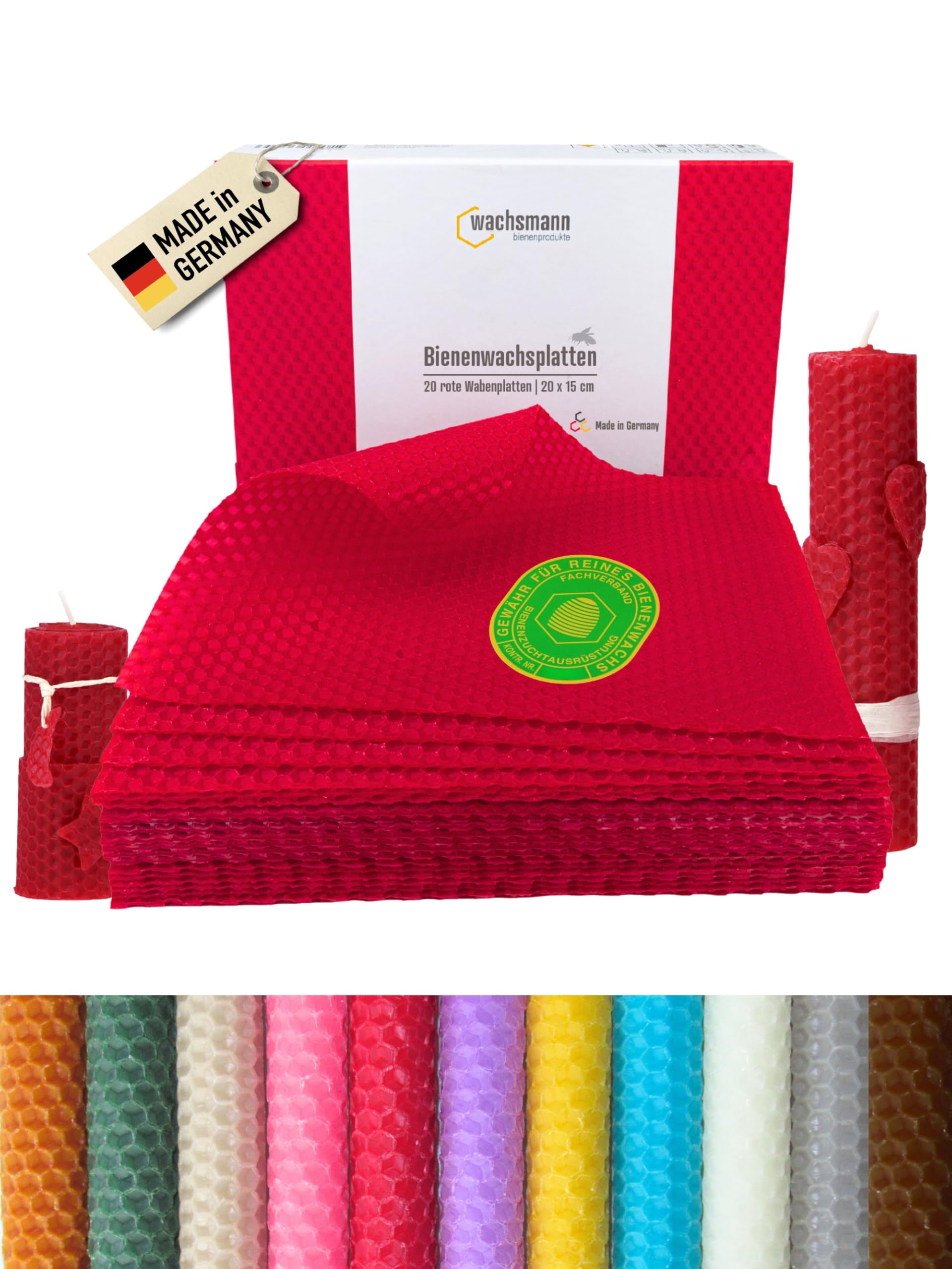 Wachsmann 100% Pure Beeswax, Certified, Made in Germany, Beeswax Sheets and Foundations, DIY Beeswax Candles, for Beekeepers and Hobby Beekeepers, Wonderful Fragrance