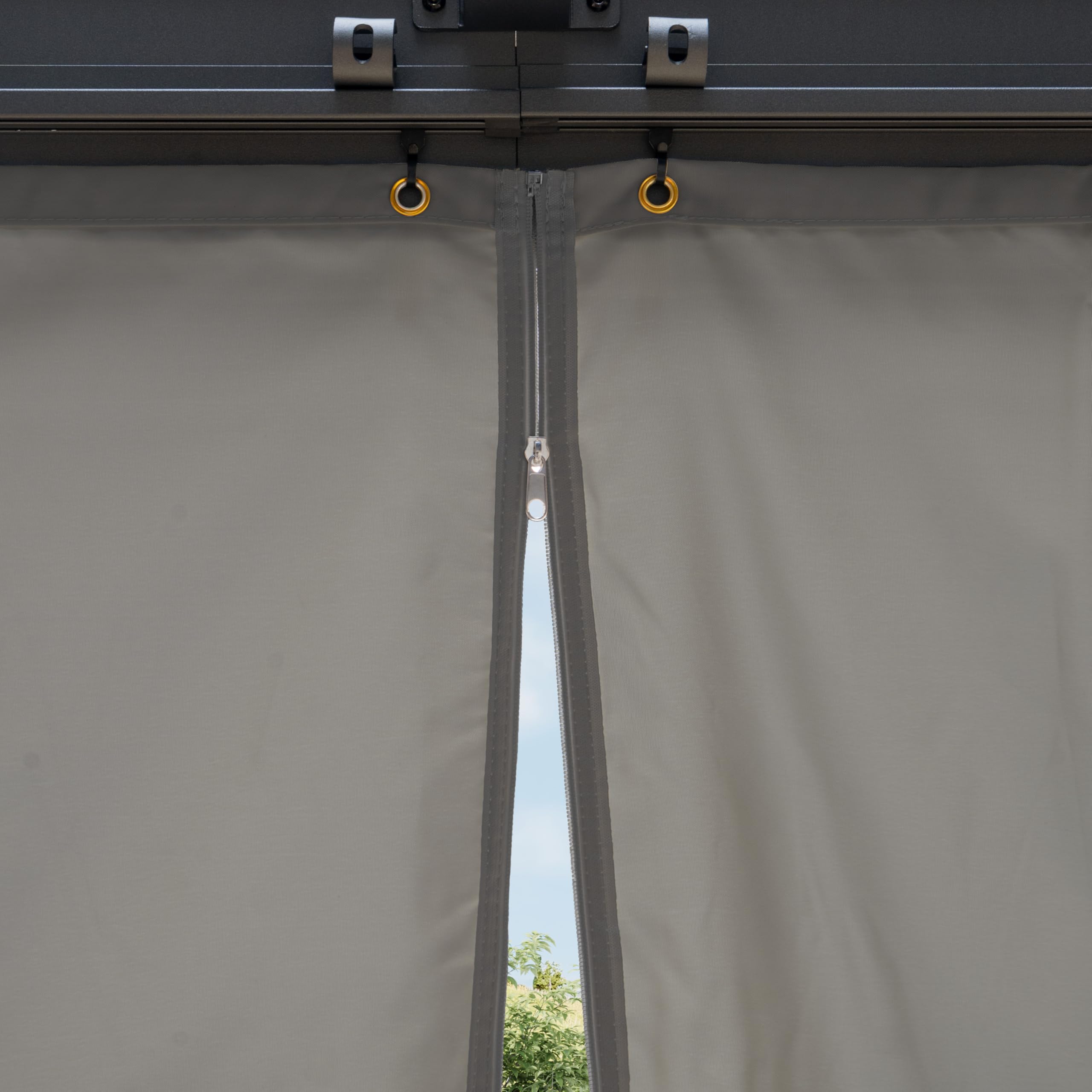 PRIMEYARD Gartenpavillon 3x4 m mit Polycarbonatdach - Hardtop Pavillon mit 4 Seitenteilen in Grau 8