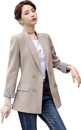 Amazon Fhlhy テーラード ジャケット レディース フォーマル ジャケット ブレザー すべての季節 長袖 通勤 カジュアル オフィス スリム コート ジャケット 通販