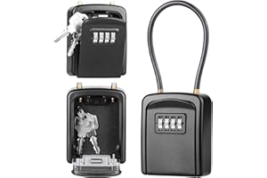 Key Lock Box, [New Version] [No Installation Require] Diyife Portable Outdoor Lock Box for Keys with Removable Chain, Weather