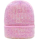 Eilova Orityle Shiny Bling Rhinestone Beanie Cap for Women Y2K Skull Beanies Winter Knit Snow Soft Hat Stretchy Ski Hats