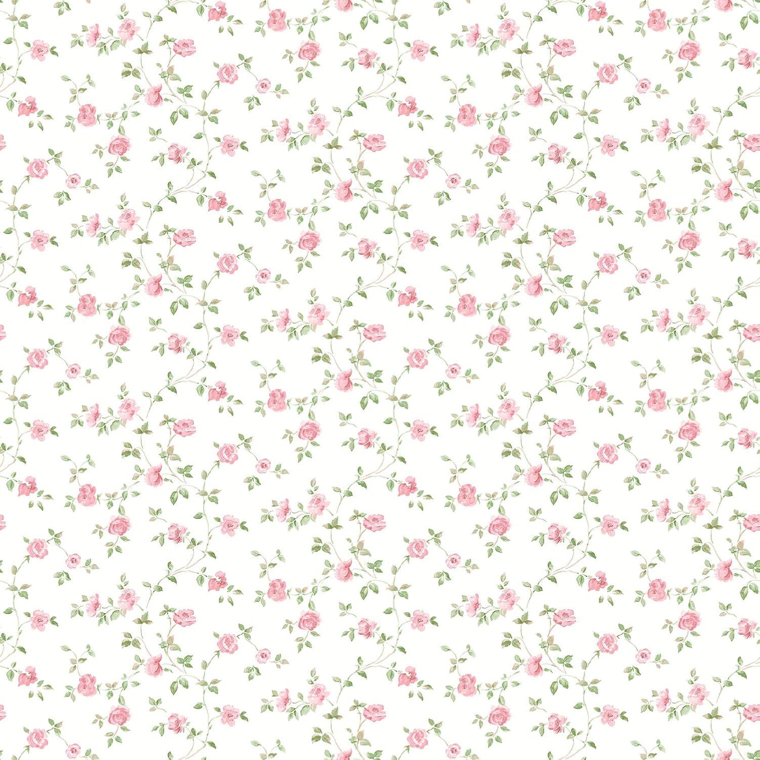 Galerie G67889 Miniatures 2 Small Rose Trail Design Wallpaper, Pink/White, 10m x 53cm