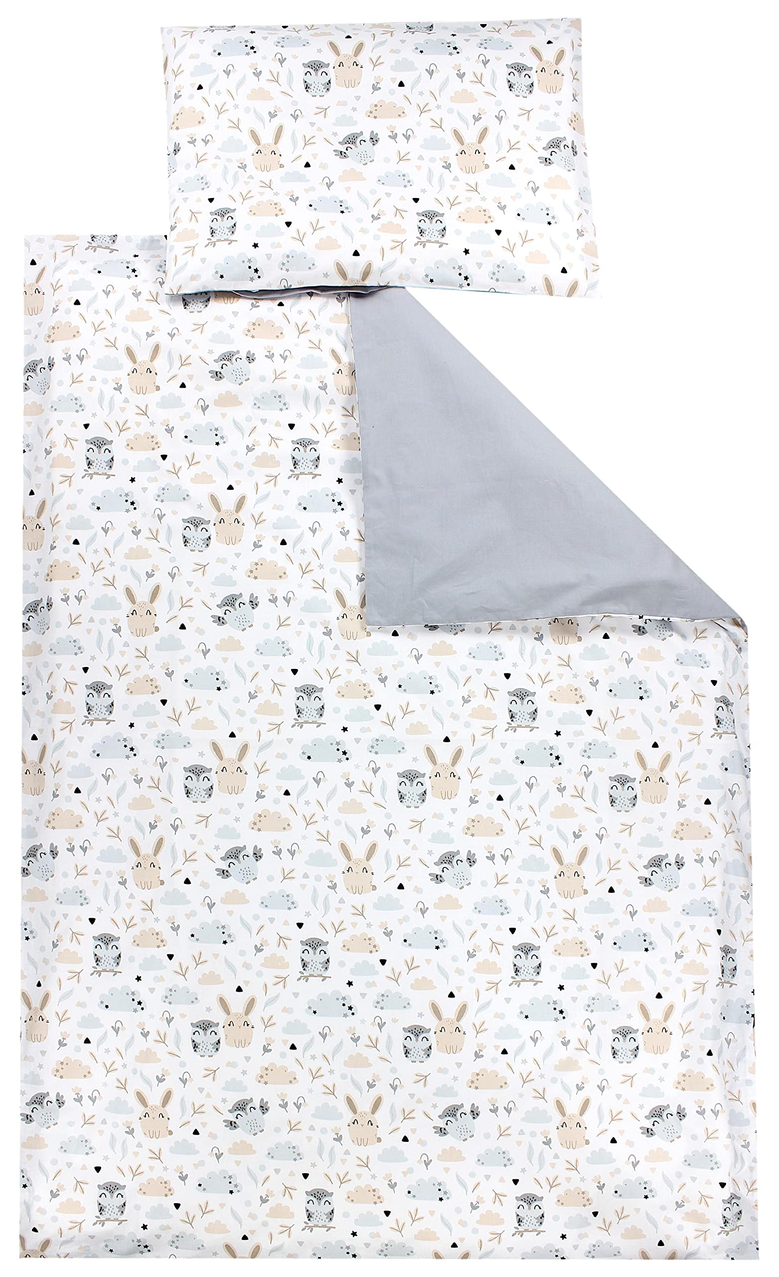 TupTam Children Bedding Set Duvet Cover Pillowcase Two-Sided, rabbit/owl, 120x90 cm