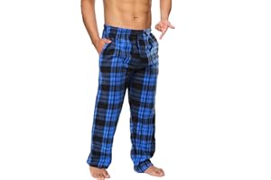 Active Club Mens Pajama Pants -Mens pajama Bottoms-Mens fleece Plaid Lounge Pants with Pockets 1 & 3 Pack