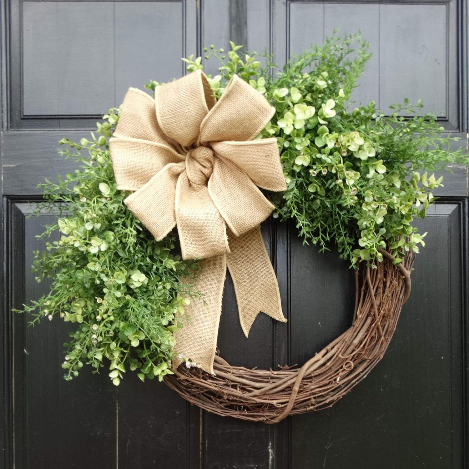 Artificial Mixed Greenery Grapevine Wreath for Year Round