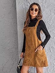 Floerns Women's Button Down Pinafore Corduroy