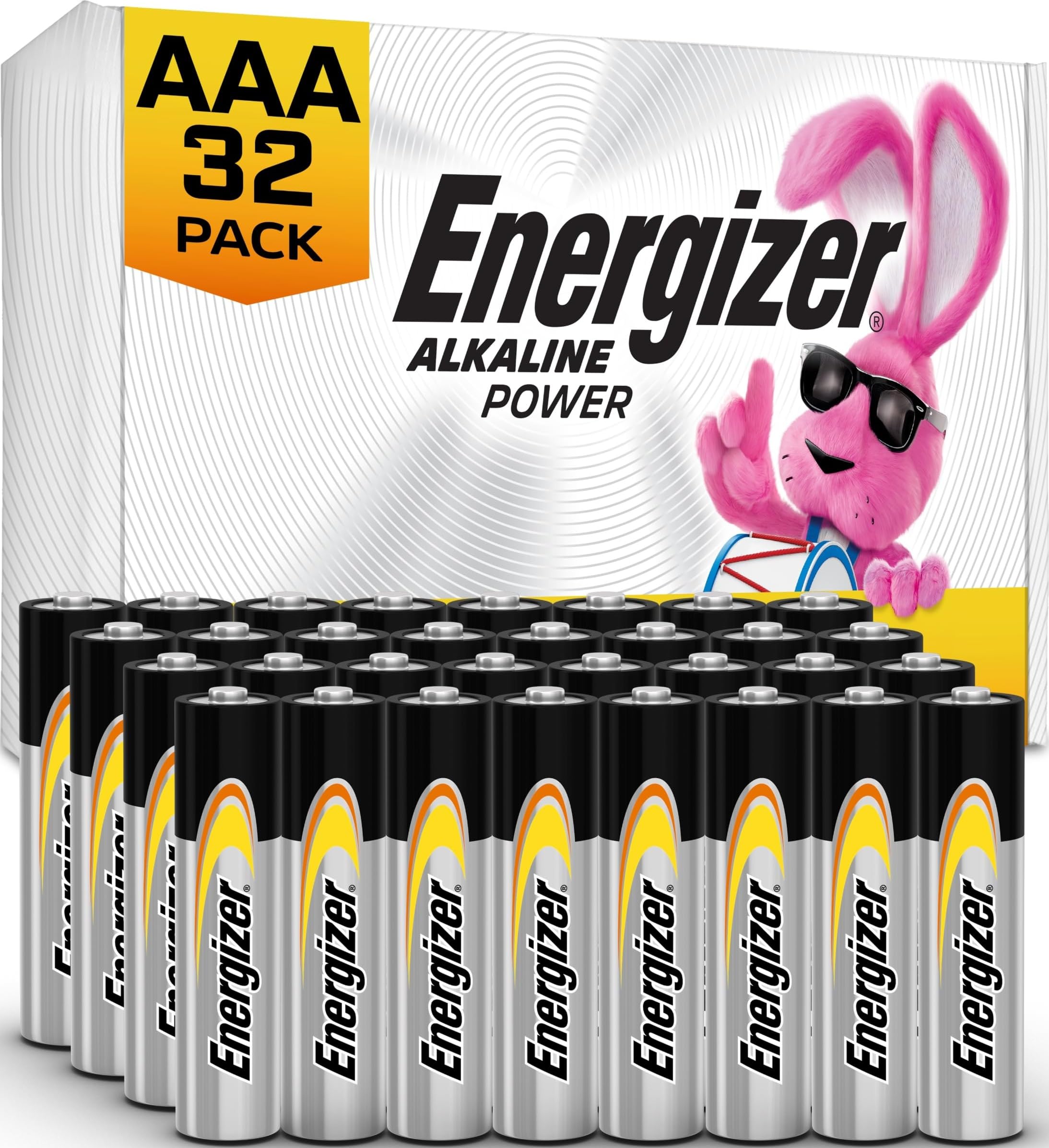 Energizer Alkaline Power AAA Batteries (32 Pack), Long-Lasting | For wireless mouse, flashlights, thermometers, smart home de
