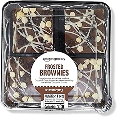 Amazon Grocery, Frosted Brownies, Fudge Brownie with White and Dark Chocolate Chips, 12 Oz, Frozen (Previously Amazon Fresh B