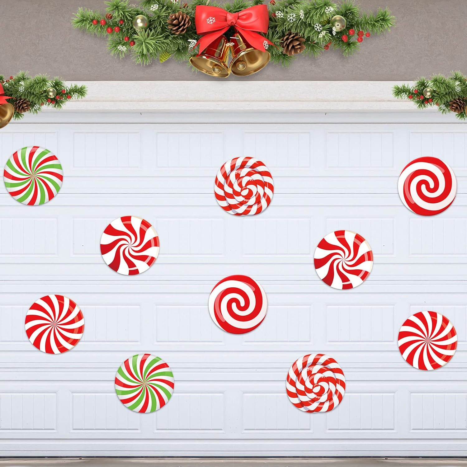 Garage Door Decorations - 10 Pcs 12 Inch Christmas Garage Door Magnets Magnetic Christmas Garage Door Decor Magnet Xmas Door Decorations Car Magnet Sticker for Refrigerator Decor (Red)