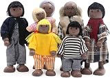 SumDirect Sets of 7 Wooden Family Dolls Toy Playset for Doll House
