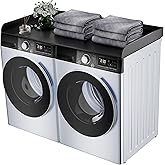 FlyGeneral Washer Dryer Countertop, 54" Width x 27.5" Deep, Black | Laundry Folding Surface for Clothes, Quick Install Design, Raised Edge Prevents Items Falling, Fits Front Load Washer Dryer
