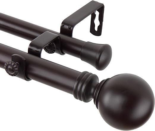Amazon Com Rod Desyne 1 Globe Double Curtain Rod 120 170 Inch