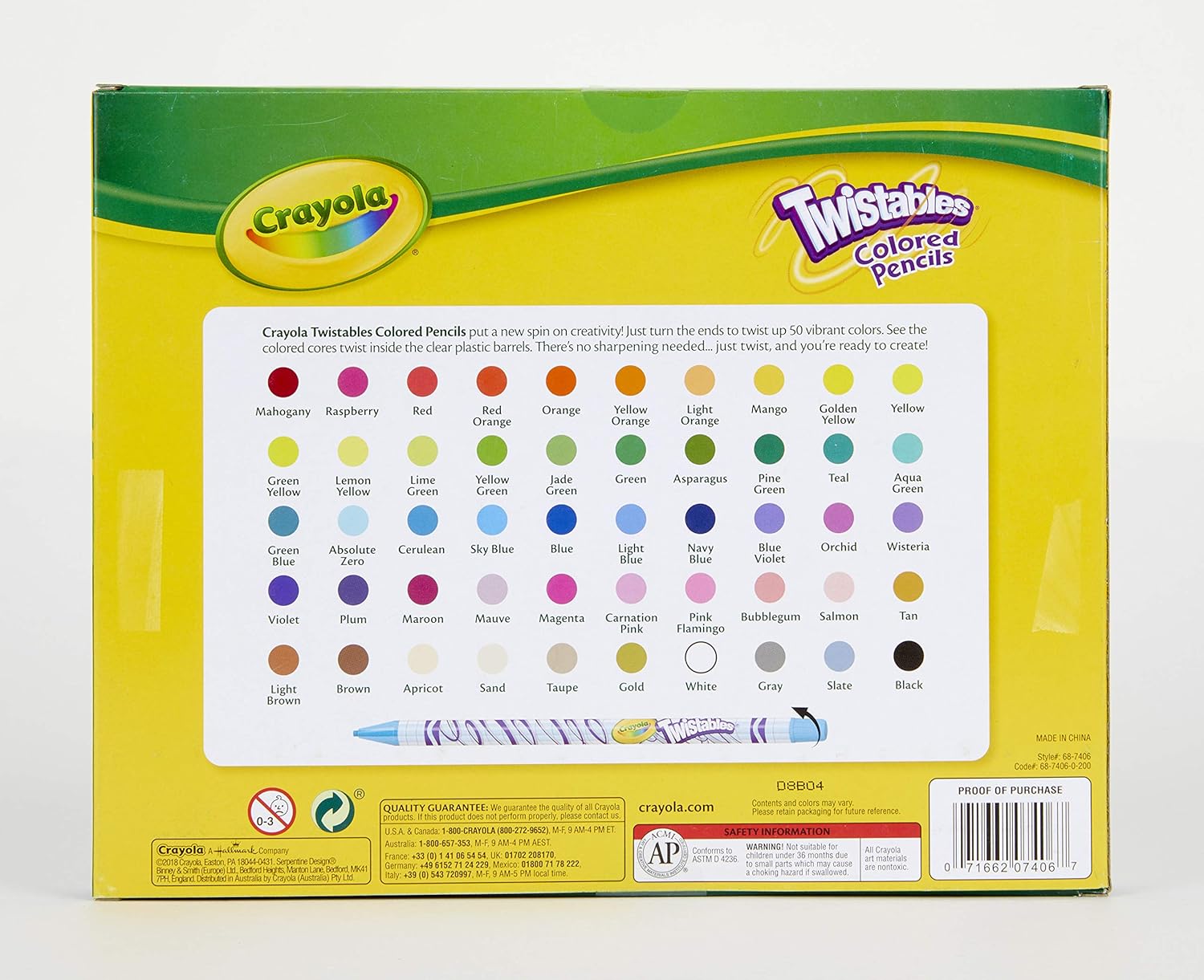 Crayola Twistables Colored Pencil Set, Art Supplies, Gift for Kids, 50 Count: Toys & Games
