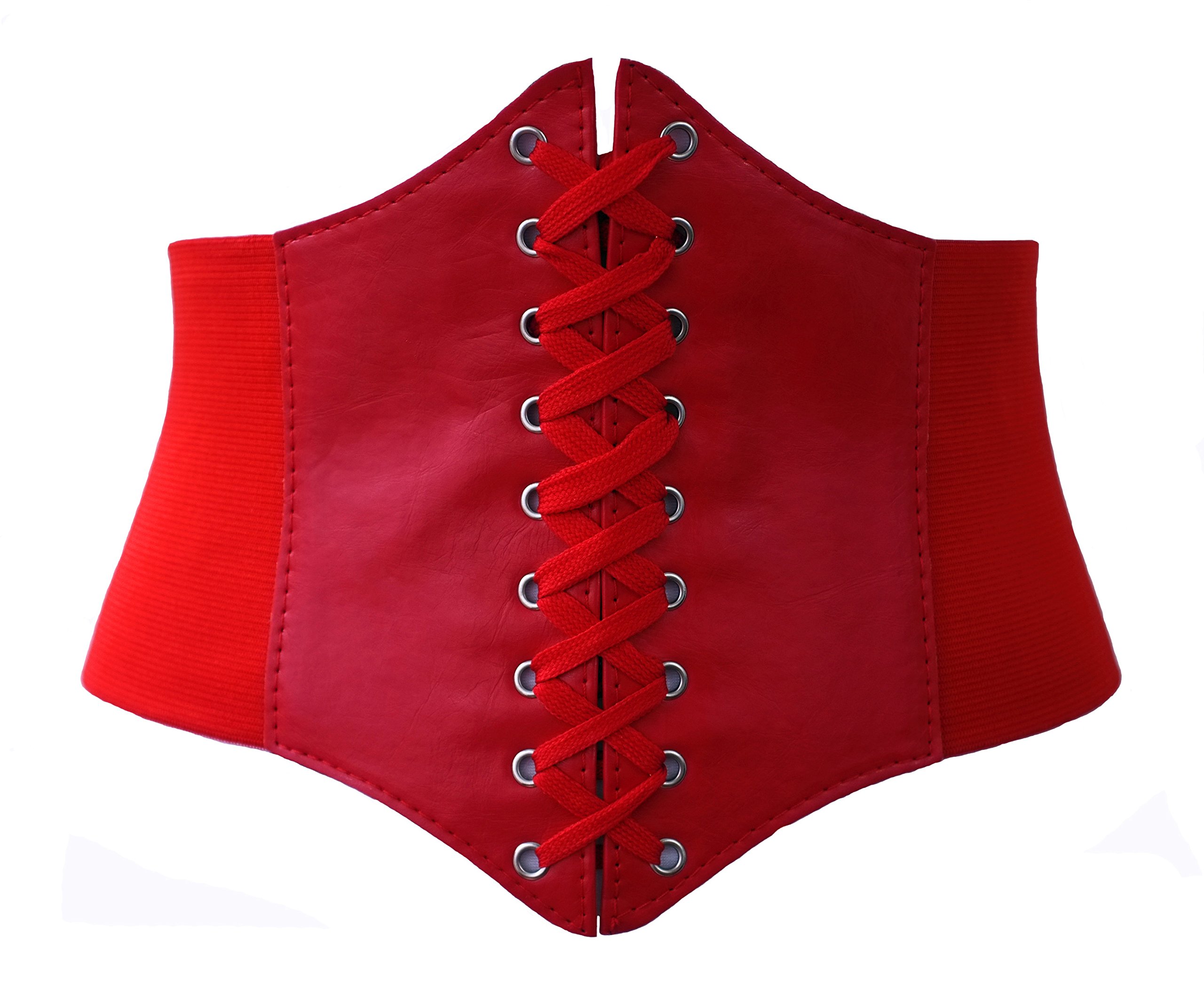 Milk Moon VintageELASTIC CINCHED WIDE CORSET BELT RED, BLACK & WHITE