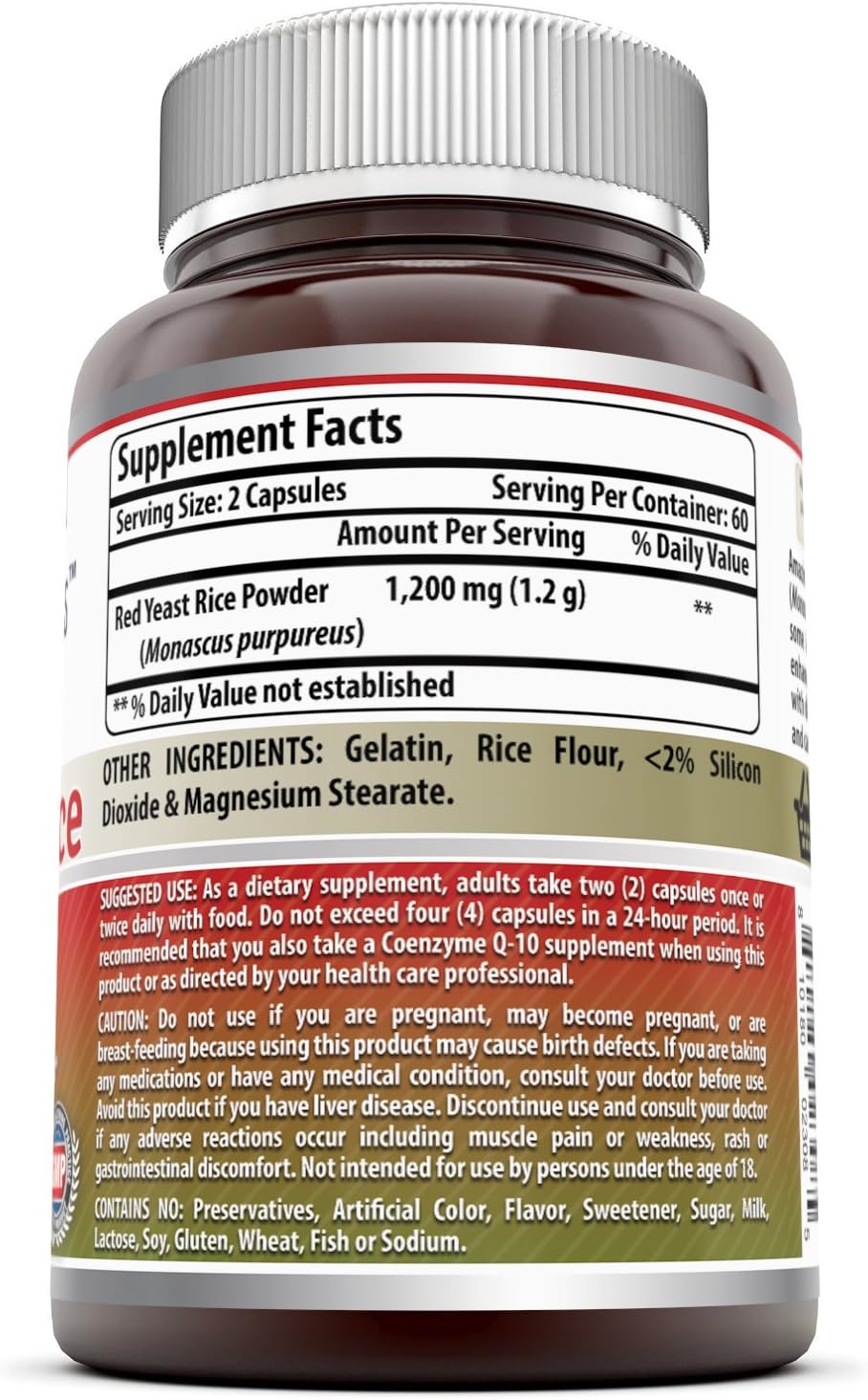 Amazing Nutrition Red Yeast Rice 1200mg Per Serving Capsules: Health & Personal Care