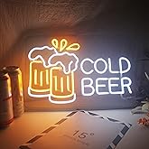 Cold Beer Neon Sign for Business & Home Bar - Durable Flexible PET LED Light for Pub, Man Cave, Garage - Unique Gift for Men, Dad, Bar or Club Oweners - 17" x 11.5"