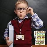 Tenare 7 Pcs Teacher Roleplay Set PVC ID Card Lanyard Cardholder Stickers view 5