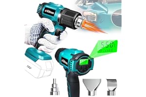 EDTRAN Cordless Heat Gun for Makita 18v Battery, 350W 122℉-1022℉ Fast Heating Soldering Hot Air Gun with LCD Digital Display for Shrink Tubing, PVC Wrap, Crafts, Car Wiring (No Battery)