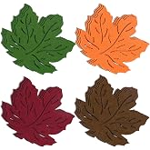 Whaline 16Pcs Fall Maple Leaf Coasters Thanksgiving Felt Drink Coaster Orange Green Brown Non-Slip Heat-Resistant Cup Mat for Autumn Harvest Home Kitchen Party Table Protection