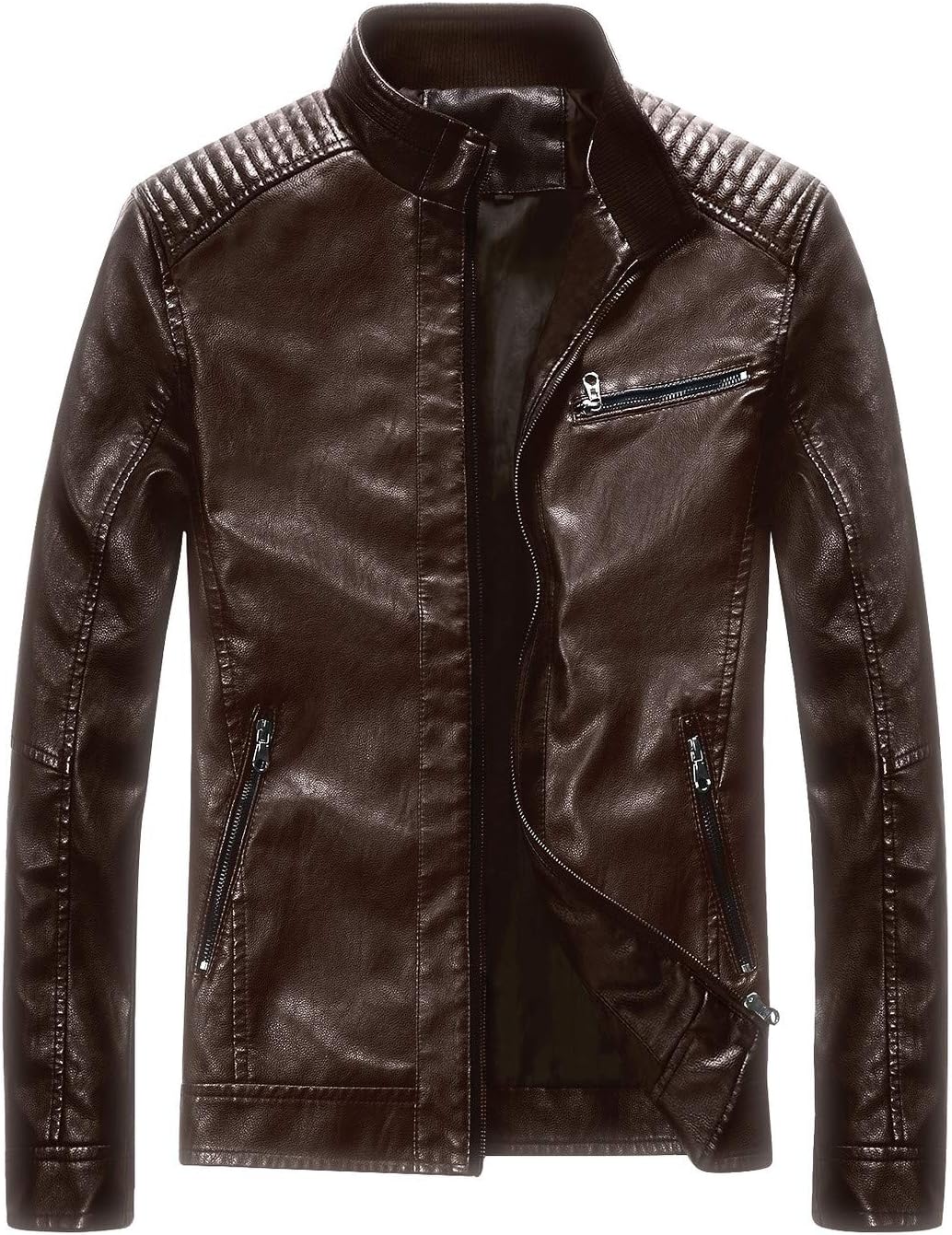 Leather Jacket Men Black Motocycle Lightweight Classic