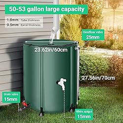FAMIROSA 50 Gallon / 200L Collapsible Rain