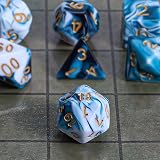 QMay DND Dice Polyhedral 7 Pieces Cyan White D20 D12 D10 D8 D6 D4 Set view 4